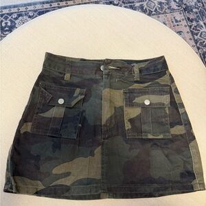 SHEIN Green Brown Mini Skirt Camo
